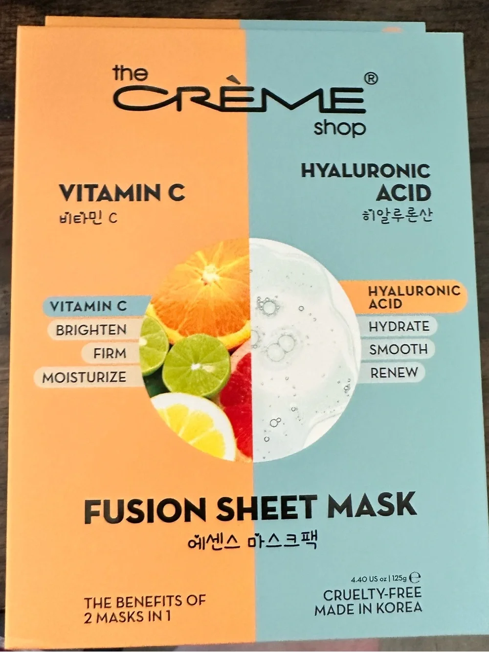 NIB The Creme Shop Box of 5 Vitamin C Hyaluronic Acid Fusion Face Masks